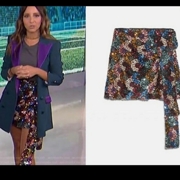 Zara Multicolored Faux Wrap Sequin Mini Skirt Bloggers favorite - Picture 6 of 9